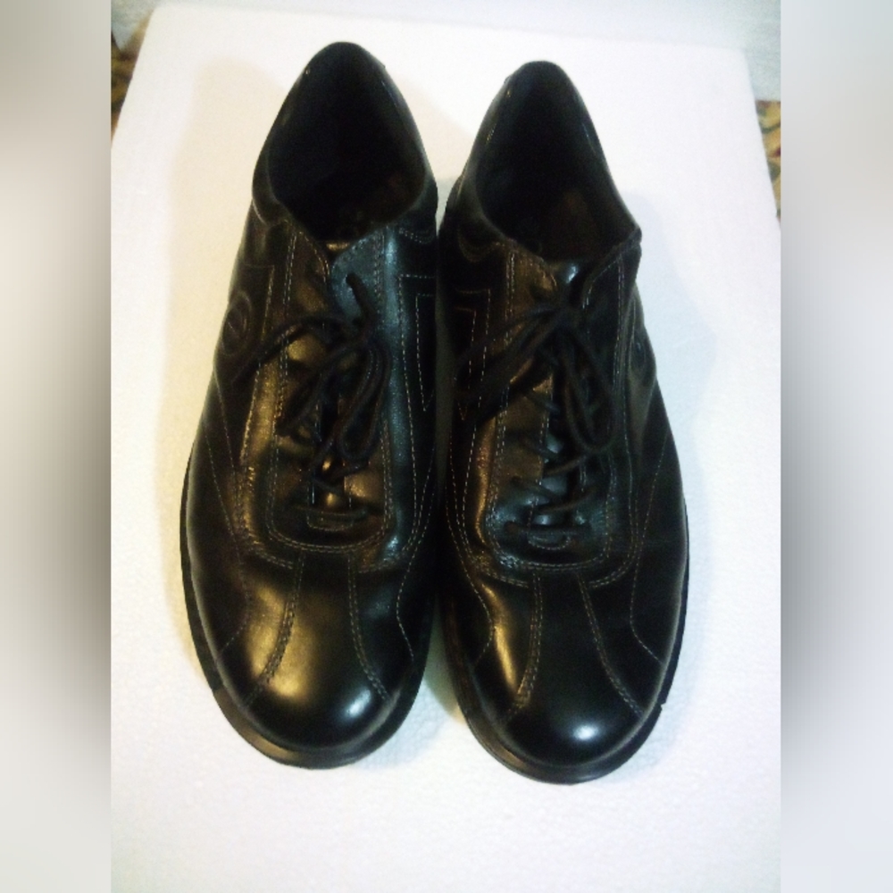 ECCO Soft Leather Slip Resistant Shoes Sneakers EU Men's Size 47 Black